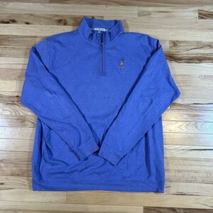 Peter Millar Crown Sport Mens Blue Long Sleeve Quarter Zip Golf Sweatshirt 2XL